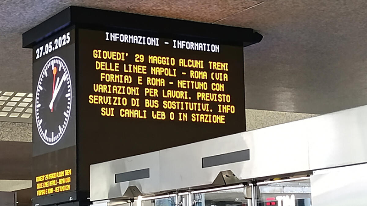 Lavori sulla Roma-Nettuno e sulla Roma-Napoli via Formia questo giovedì: ecco le modifiche alla circolazione dei treni. - 