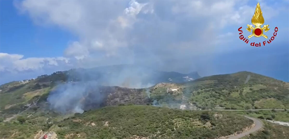 Vasto incendio in una zona impervia e collinare dell’isola di Ponza. - 