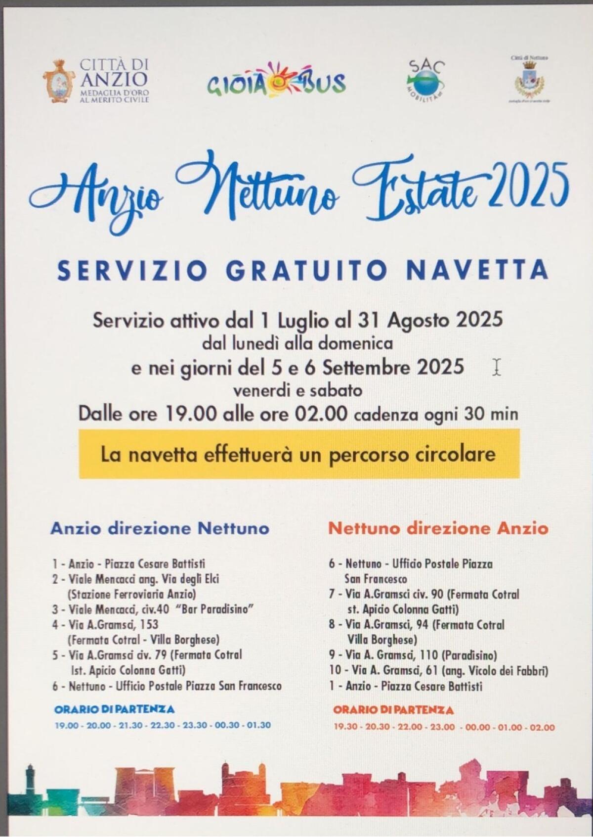 Navetta Anzio-Nettuno dalle 19 alle 2, sinergia tra i Comuni per la sicurezza - 