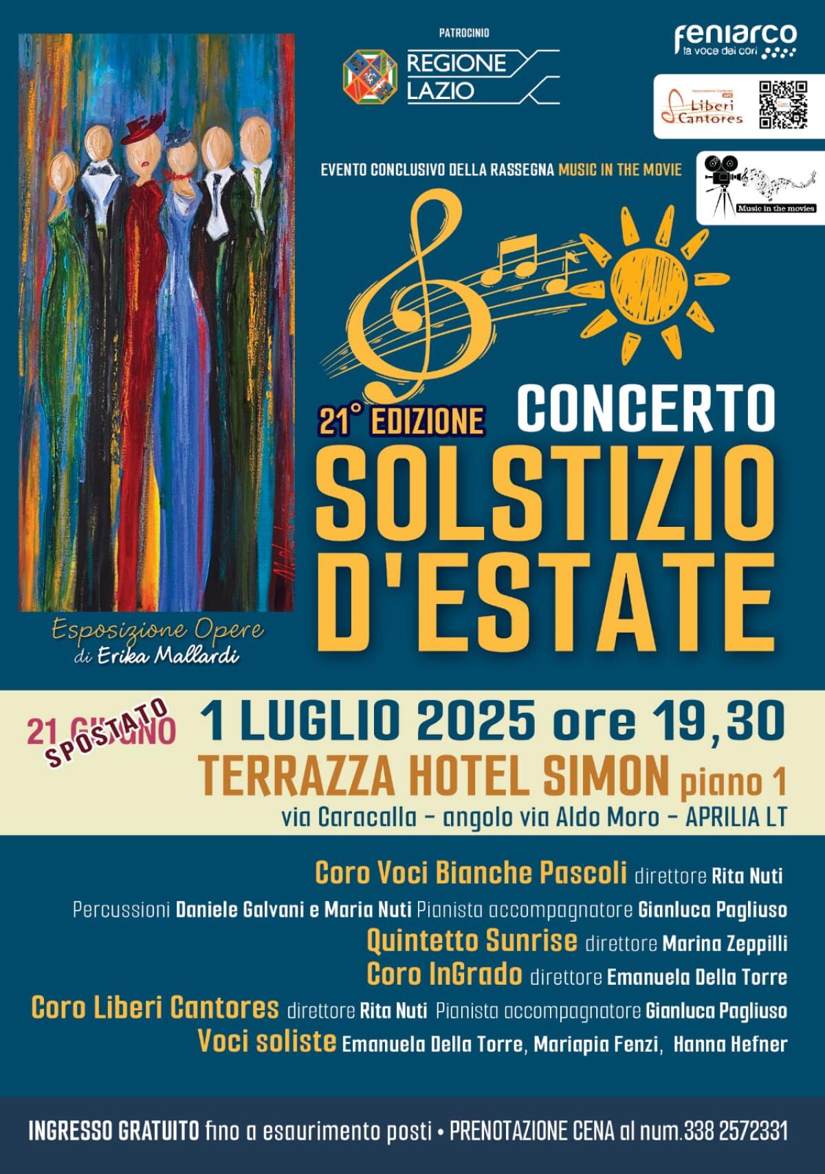 Aprilia - Il primo luglio il concerto "Solstizio d'Estate" dei Liberi Cantores - 