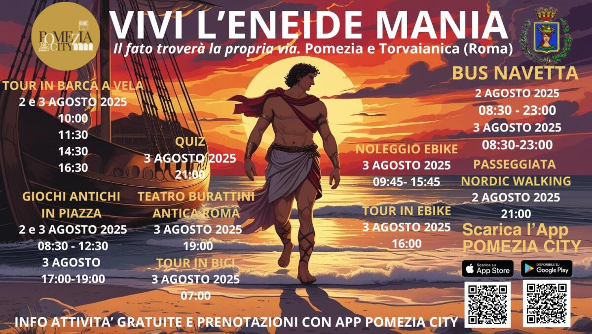 POMEZIA CITY LANCIA L’ENEIDE MANIA! Scarica l'app e partecipa alle tante attività! - 