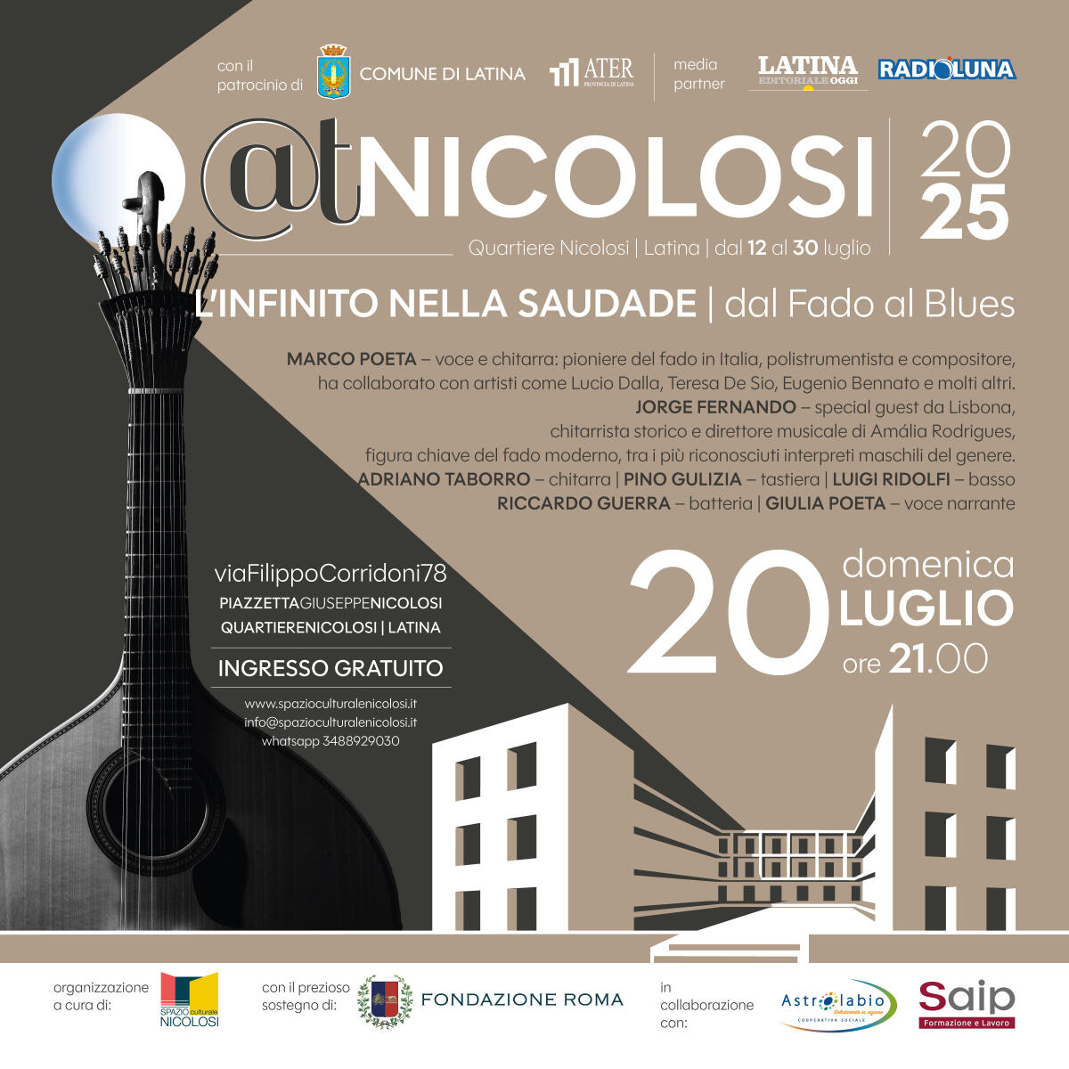 Al quartiere Nicolosi di Latina il concerto “L’infinito Nella Saudade – Dal Fado al Blues”. - 
