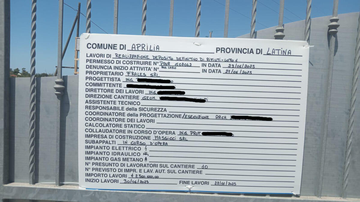 PARTONO I LAVORI PER LA DISCARICA DI APRILIA - 