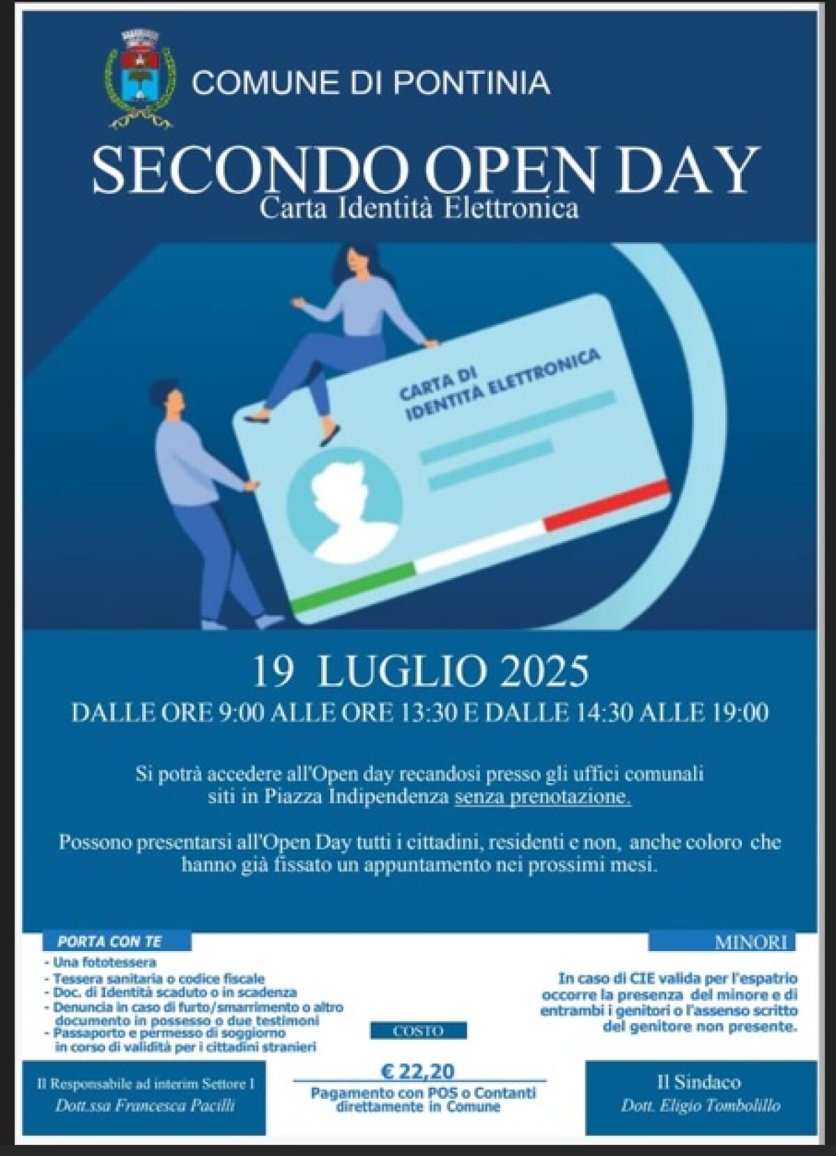 Open Day per la Carta d'Identità Elettronica del Comune di Pontinia - 