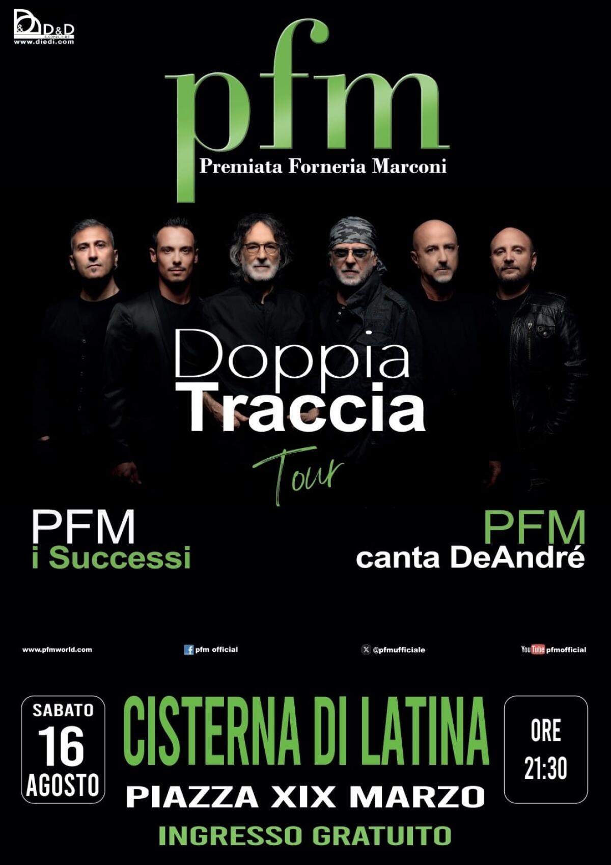 A Cisterna il concerto della storica Premiata Forneria Marconi (PFM) per la festa di San Rocco. - 