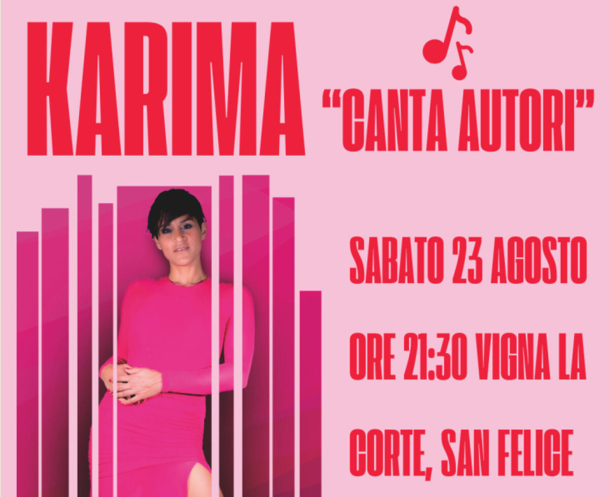 Canta Autori, Karima il 23 agosto in concerto a Vigna La Corte - 