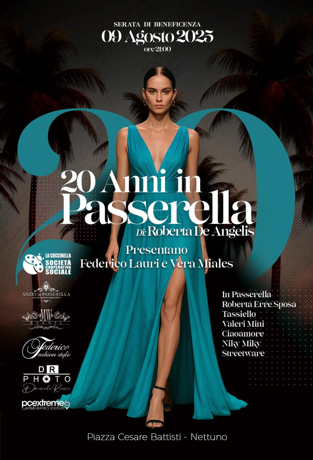 “20 anni In Passerella” stasera a Nettuno. All'evento di beneficenza l’atelier di Aprilia ROBERTA ERRE SPOSA. - 