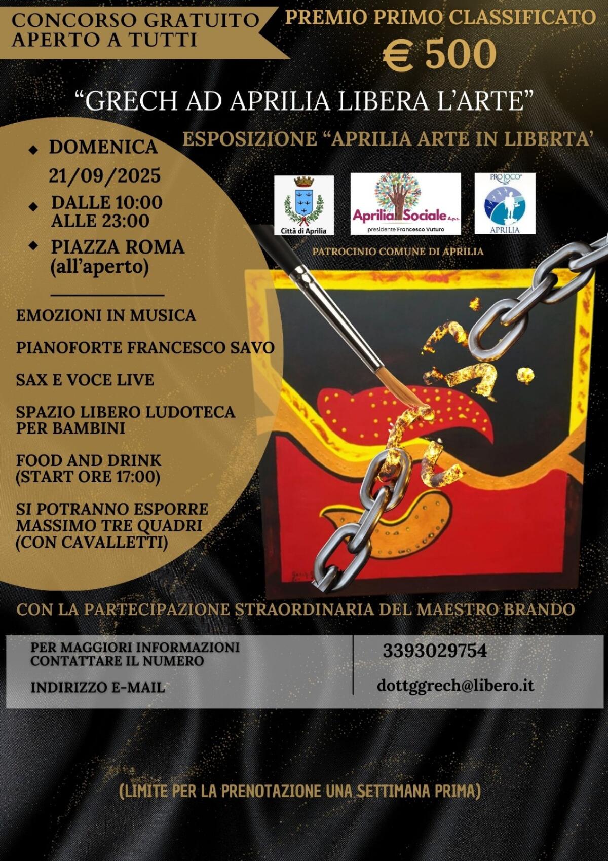 “Aprilia Arte in Libertà": domenica 21 settembre in Piazza Roma l’esposizione-concorso. - 