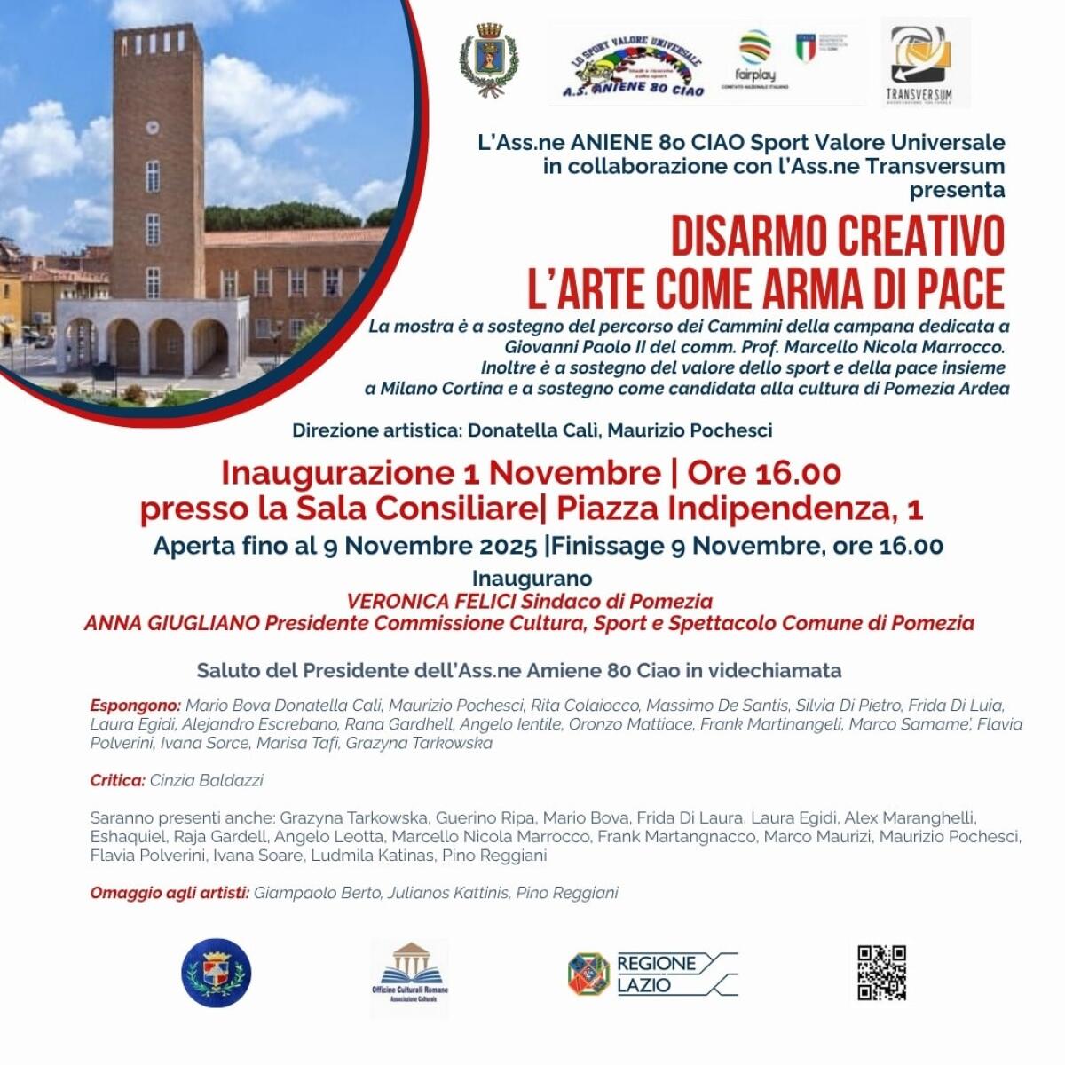 A Pomezia la mostra “Disarmo creativo – l’Arte come arma di Pace”. - 