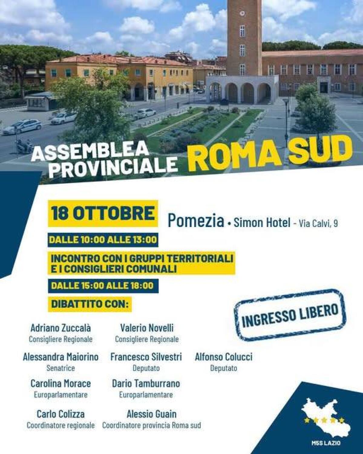 A Pomezia l’assemblea provinciale Roma Sud del Movimento 5 Stelle. - 