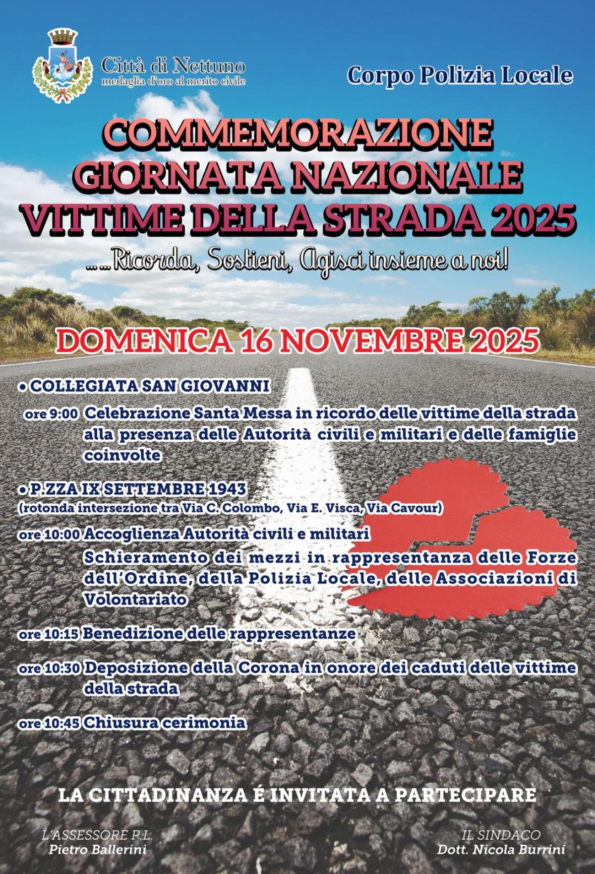 A Nettuno questa domenica una messa per commemorare le vittime della strada. - 