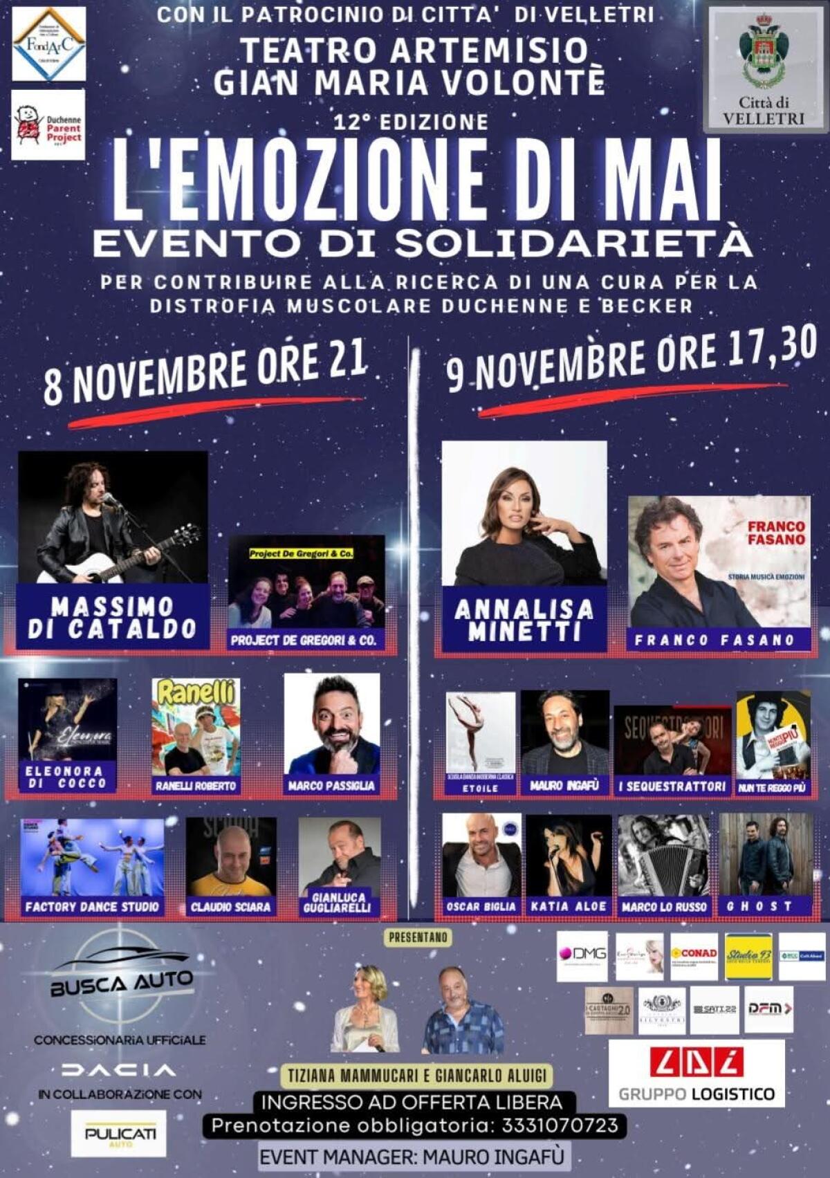 Velletri, è già sold out per l’evento solidale “L’Emozione di Mai” al teatro “Artemisio”. - 
