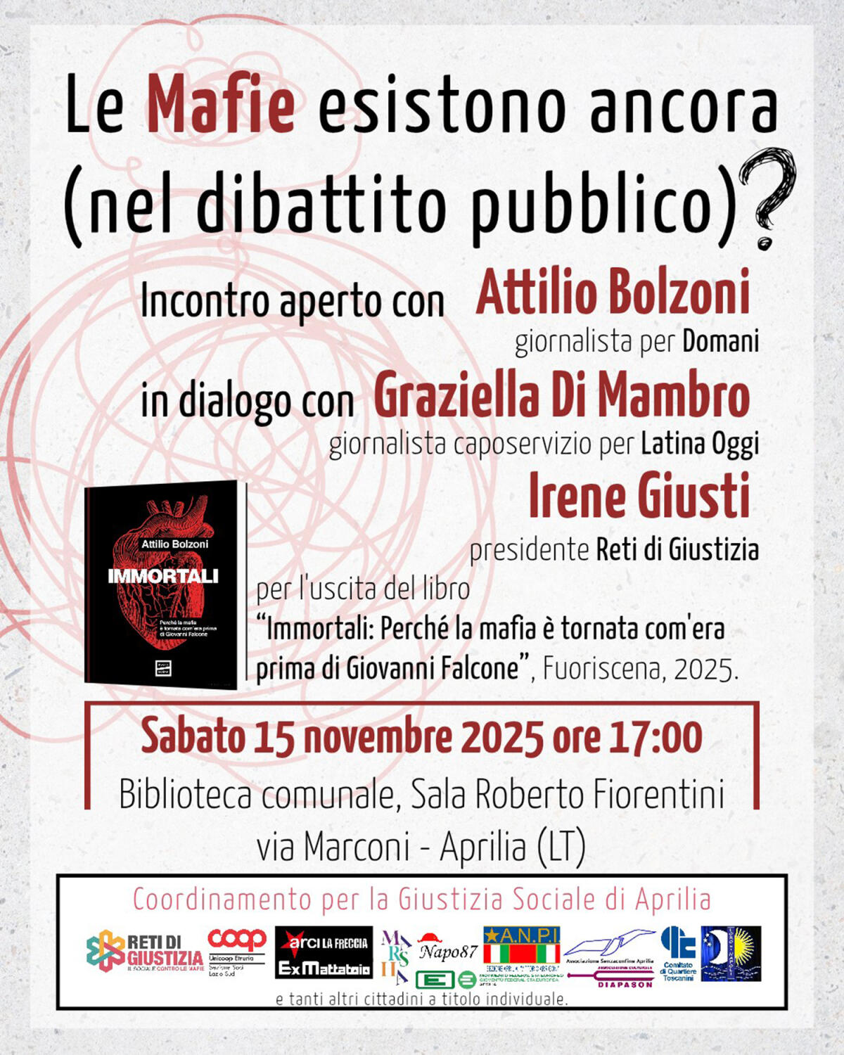 Le mafie esistono ancora (nel dibattito pubblico)? Se ne parla ad Aprilia con Reti di Giustizia - 