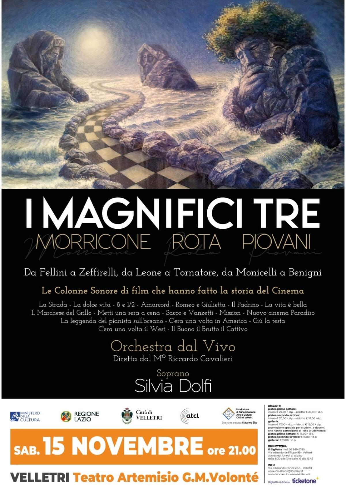 Velletri, al via la nuova stagione del Teatro Artemisio Volonté: si parte con “I Magnifici Tre – Morricone, Rota e Piovani”. - 
