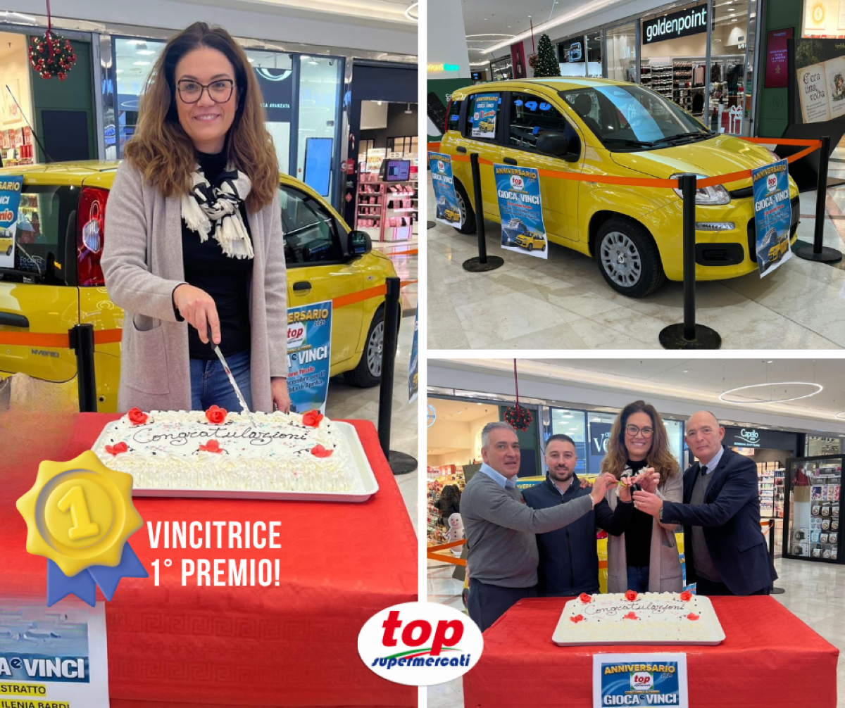 Aprilia - Concorso "Gioca&Vinci" al Top Supermercati, Ilenia vince una Fiat Panda - 