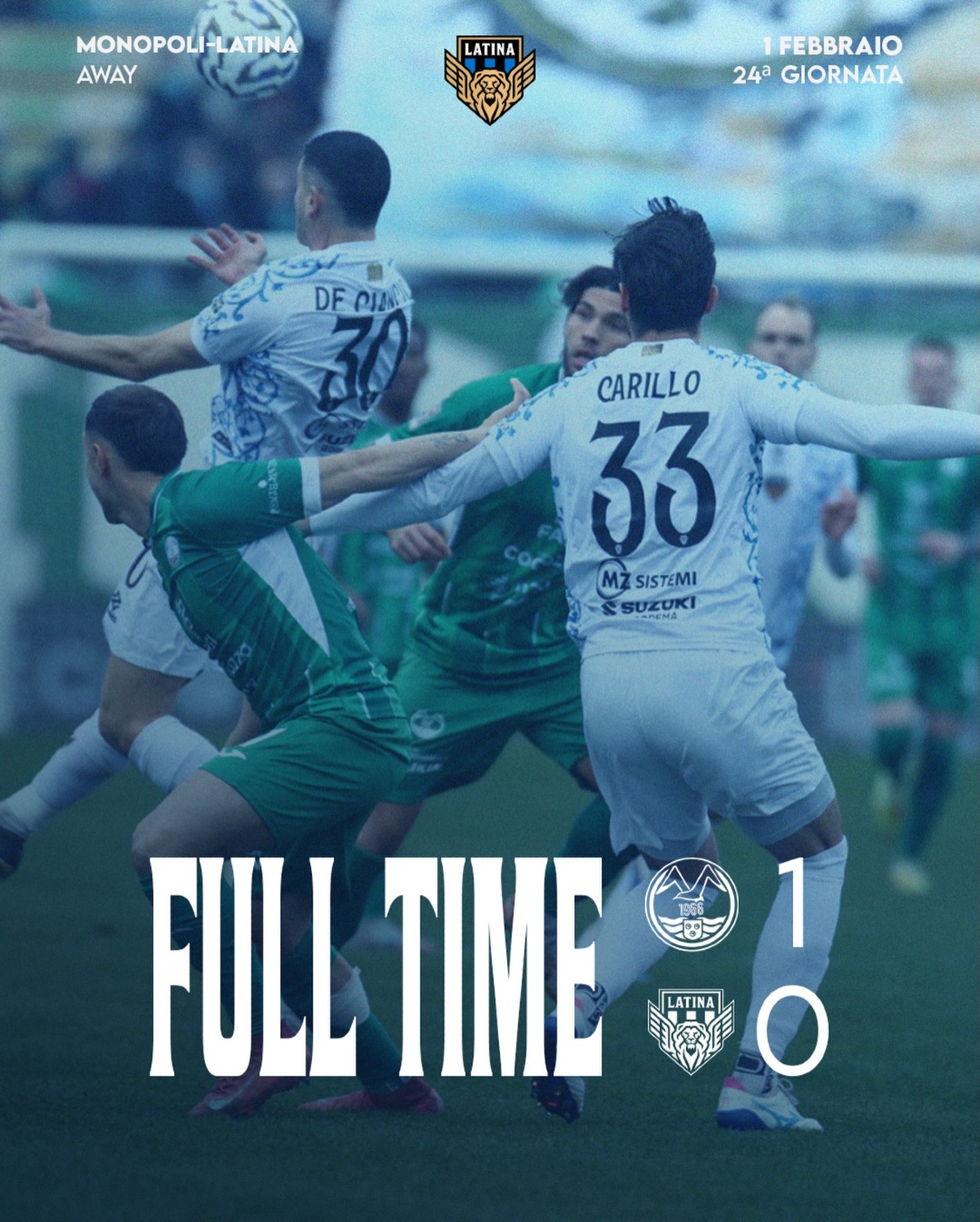 Calcio - Il Latina esce sconfitto dal campo del Monopoli - 