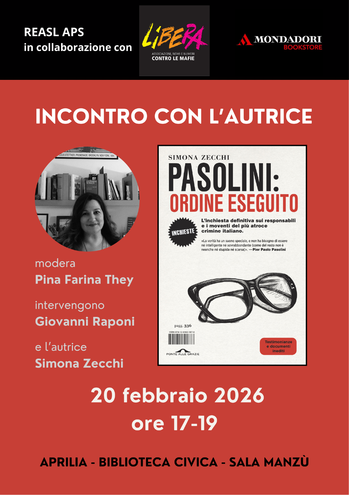 “Pasolini: Ordine Eseguito”, ad Aprilia la presentazione del nuovo libro di Simona Zecchi - 