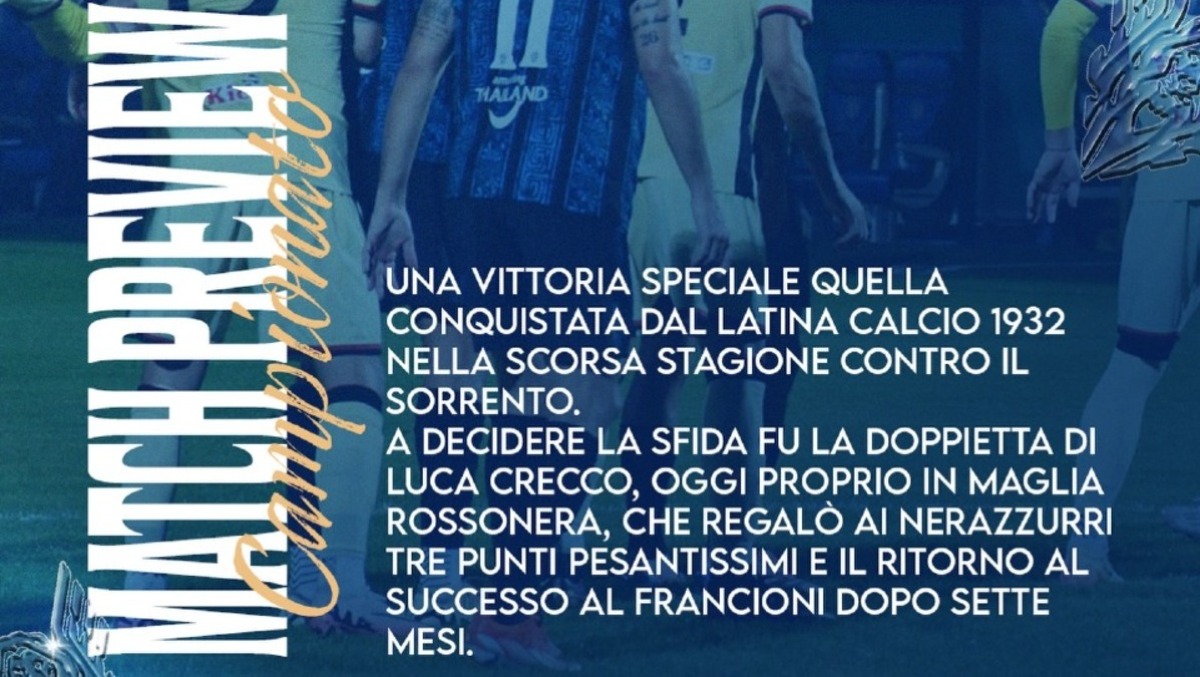 Calcio di serie C, si torna al “Francioni” di Latina per la gara contro Sorrento. - 