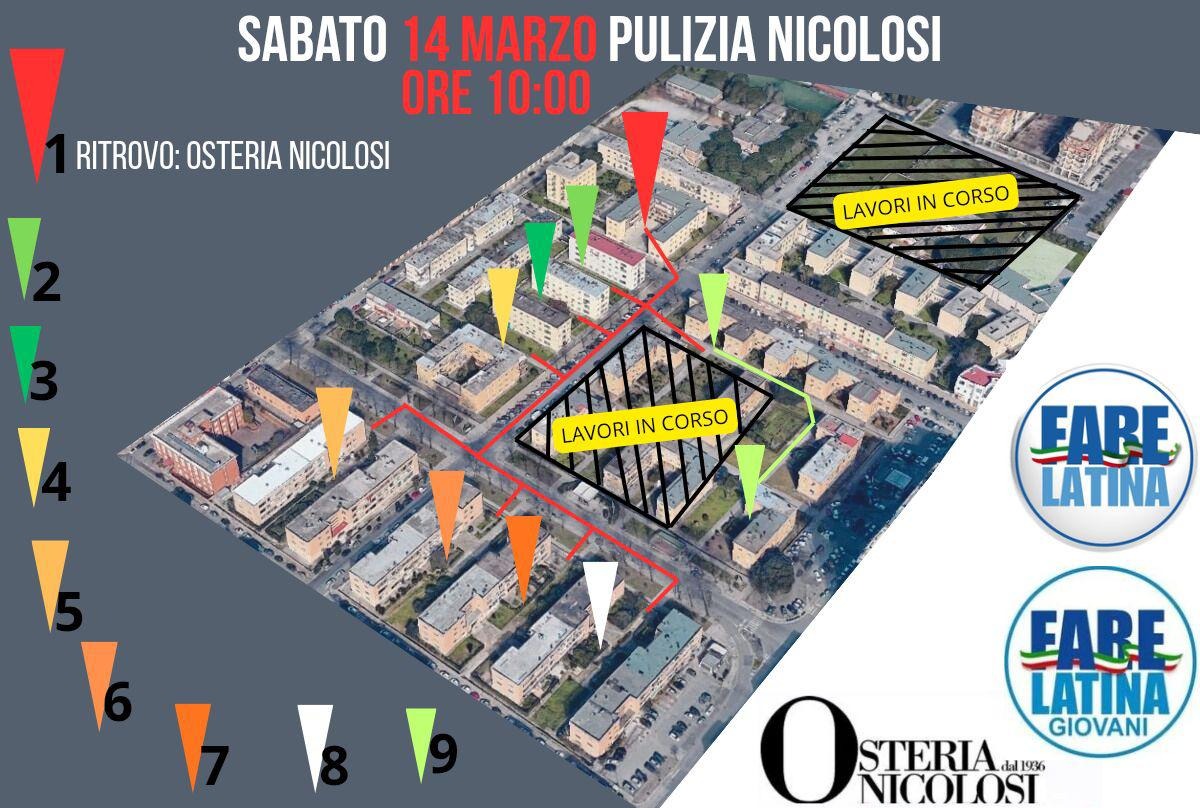 Pulizia straordinaria al quartiere Nicolosi di Latina