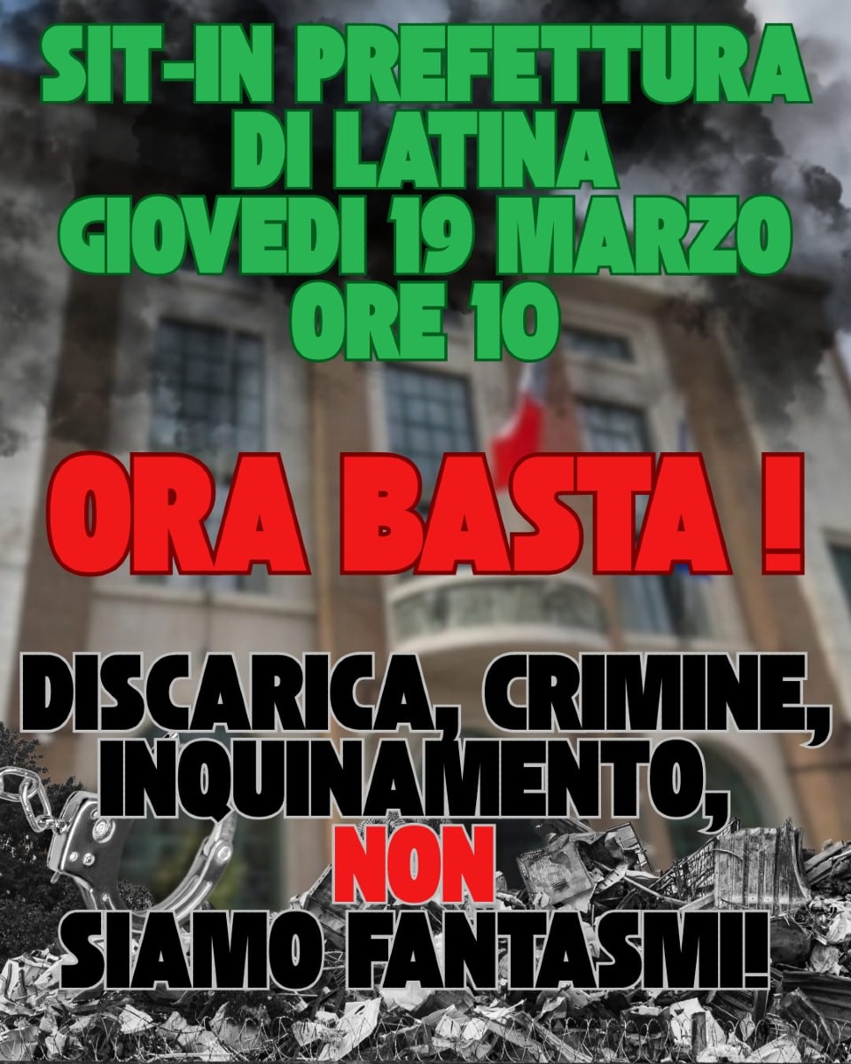 Sit-in Prefettura a Latina per dire "no" alla discarica ad Aprilia