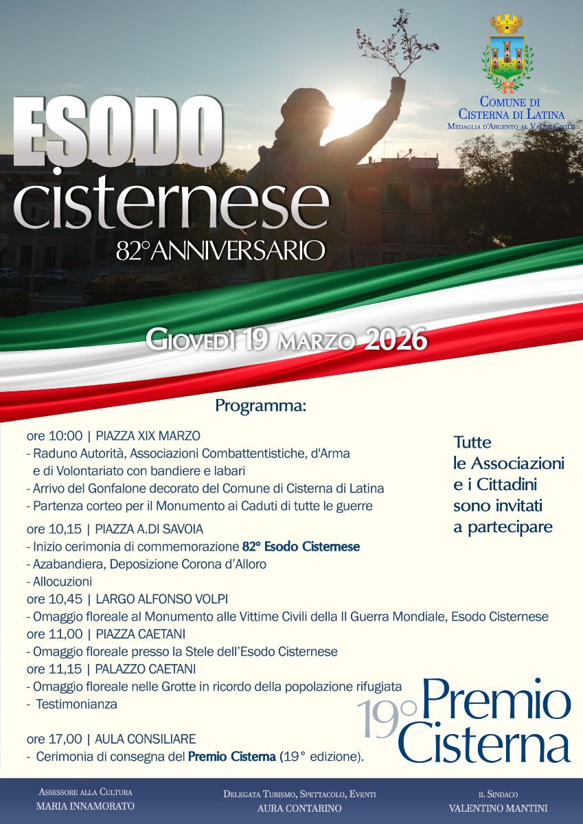 Cisterna, la locandina dell'Esodo Cisternese 2026