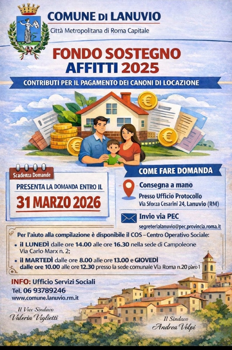 Lanuvio - fondo sostegno affitti
