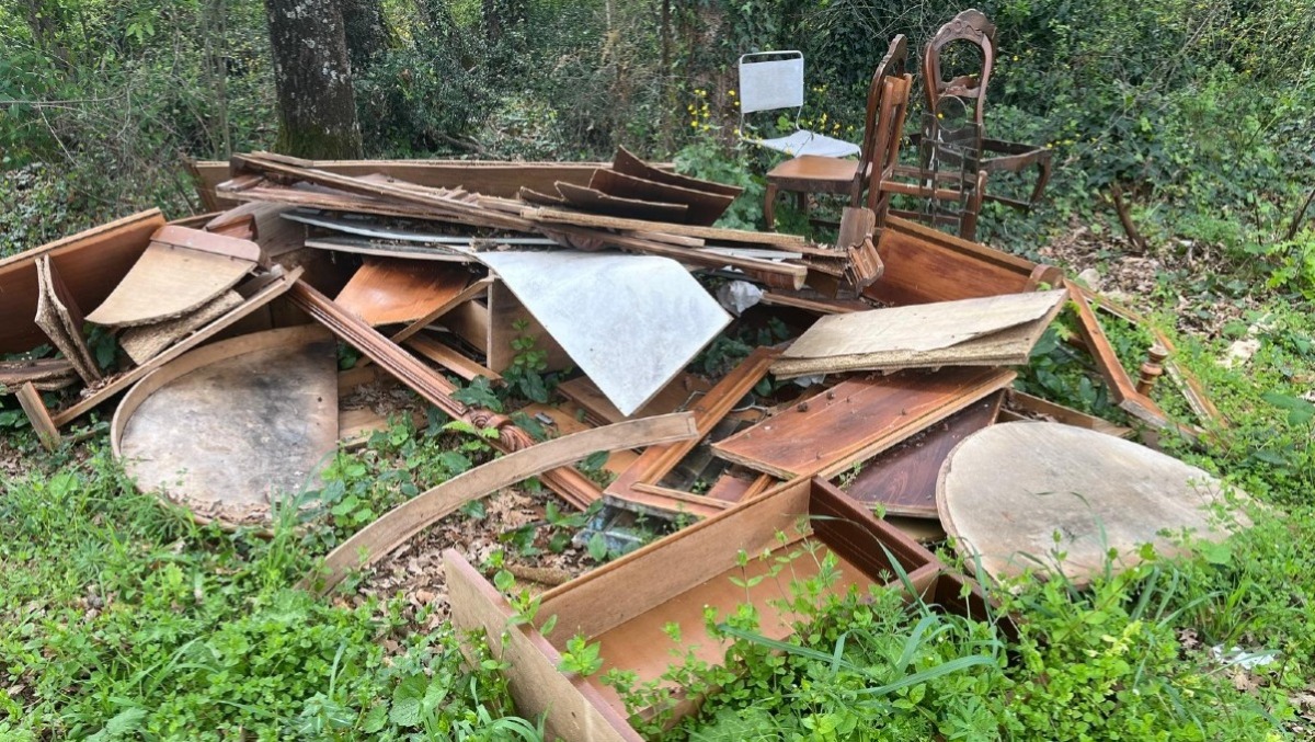 Cisterna, rifiuti ingombranti abbandonati nel bosco. - 