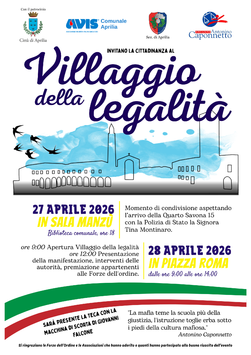 Villaggio della legalità Aprilia 2026 - locandina
