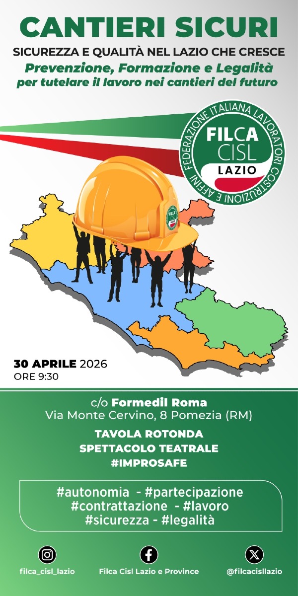 Convegno Filca Cisl Lazio sulla sicurezza sul lavoro