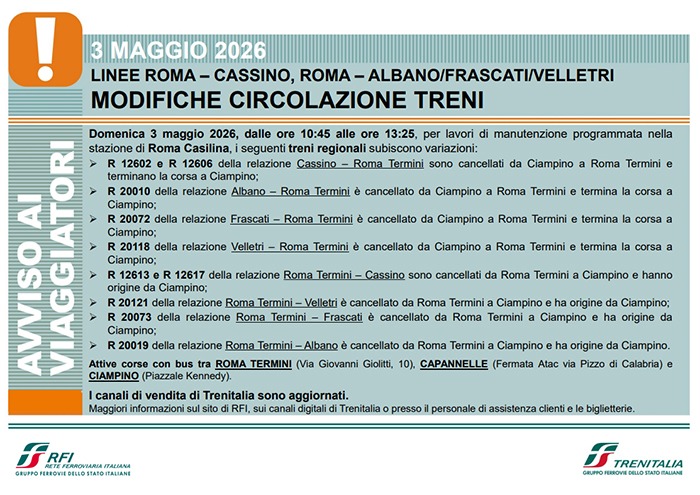 Modifiche treni regionali