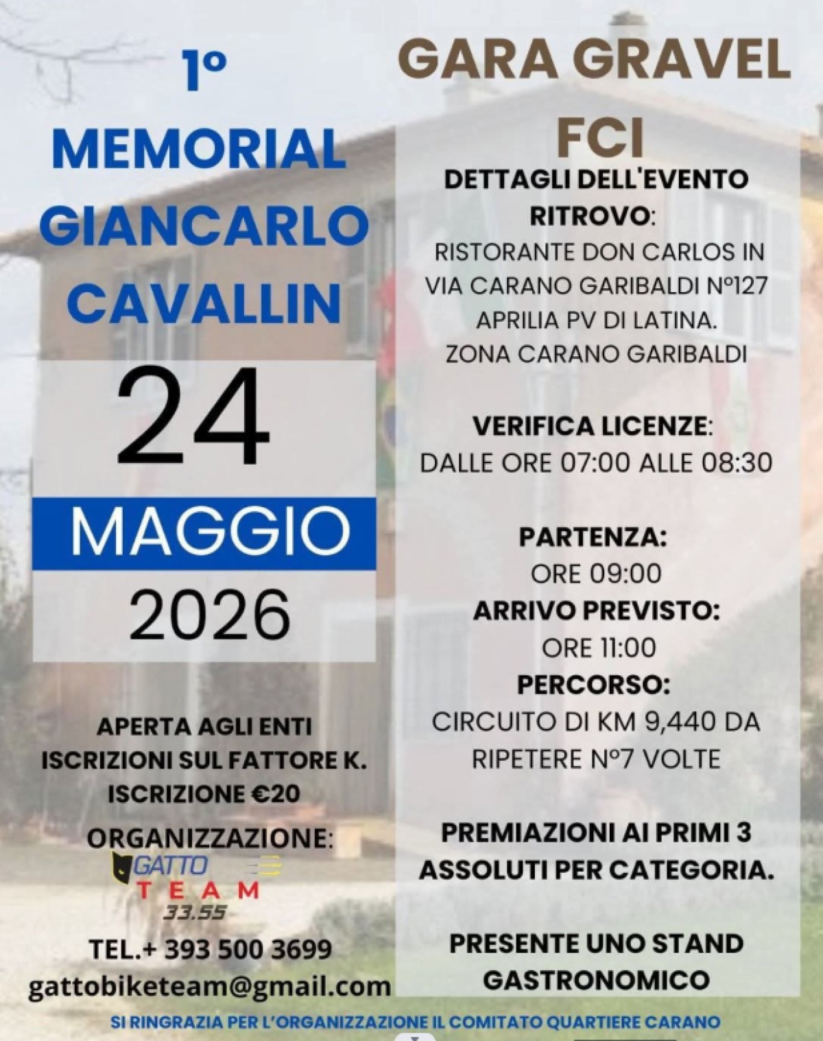 Al via la prima gara Gravel Aprilia - Memorial Giancarlo Cavallin - 