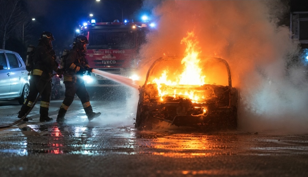 Auto a fuoco nella notte ad Aprilia. Paura in via Meucci. - 