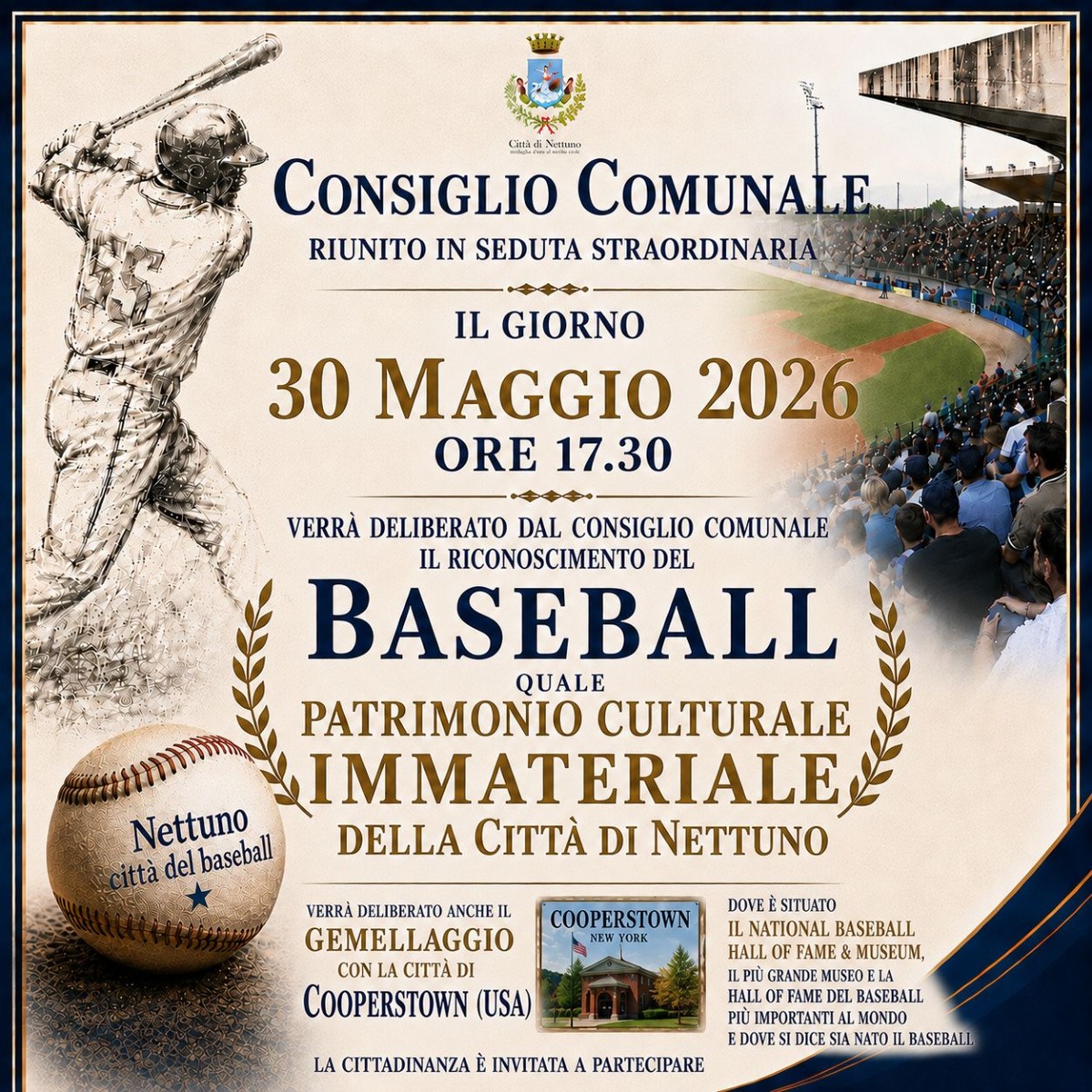 Consiglio Nettuno - riconoscimento Baseball