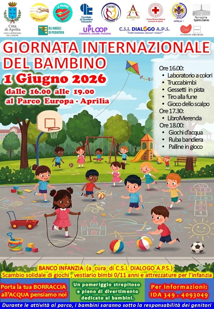 Giornata internazionale del bambino, 1° giugno, Aprilia