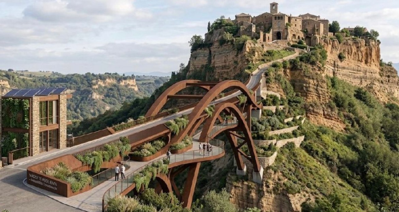 Gli studenti del "Majorana" di Latina ridisegnano il viadotto di Civita di Bagnoregio  - 
