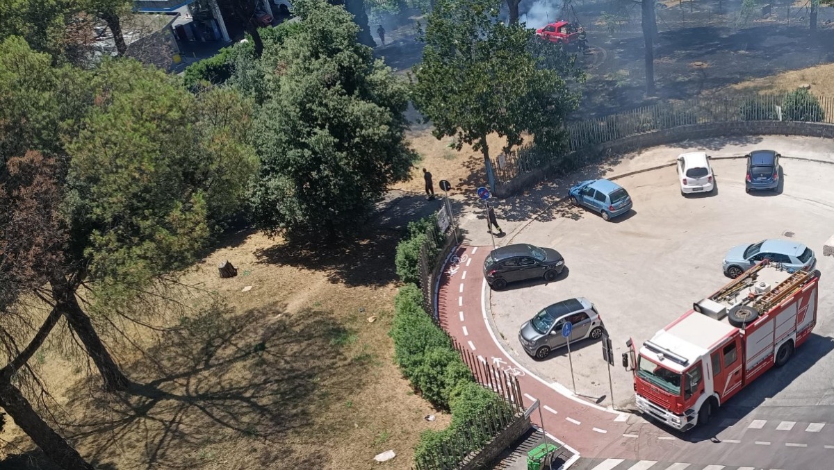 Incendio al Parco "Falcone e Borsellino" di via dei Mille, Aprilia. - 