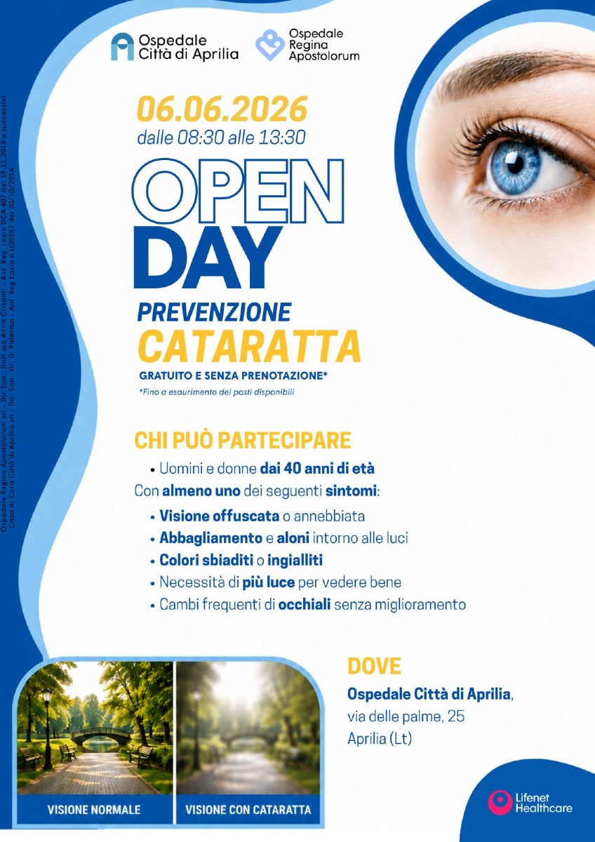 Open day prevenzione cataratta - Ospedale Città di Aprilia