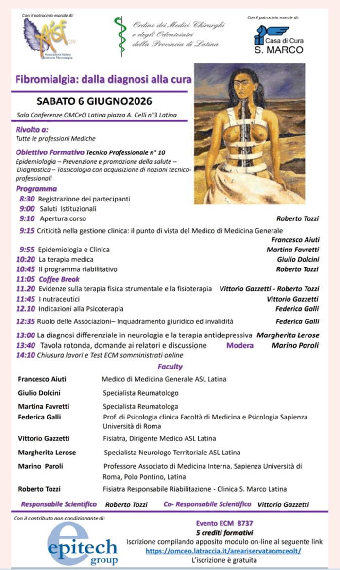 Fibromialgia - convegno dell'Aisf a Latina.