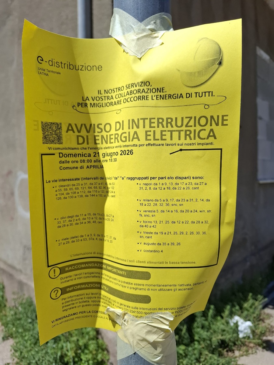 interruzione elettrica ad Aprilia