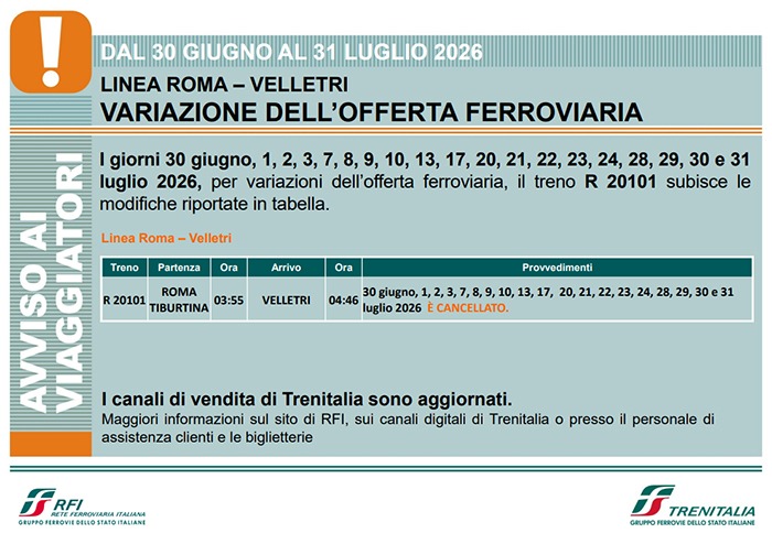 Linea ferroviaria Roma-Velletri - variazioni