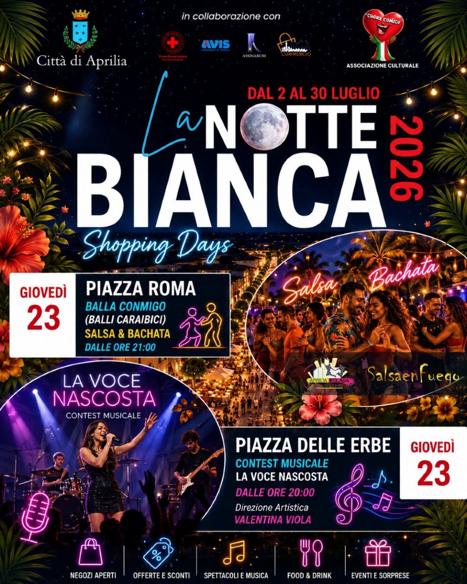 Notte Bianca Aprilia 23 Luglio 2026