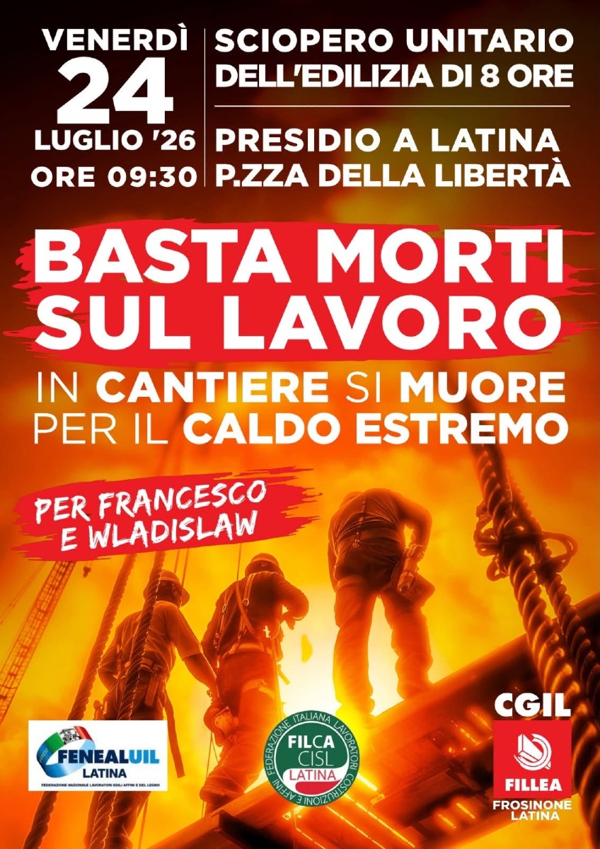 Morti sul lavoro - locandina presidio Latina