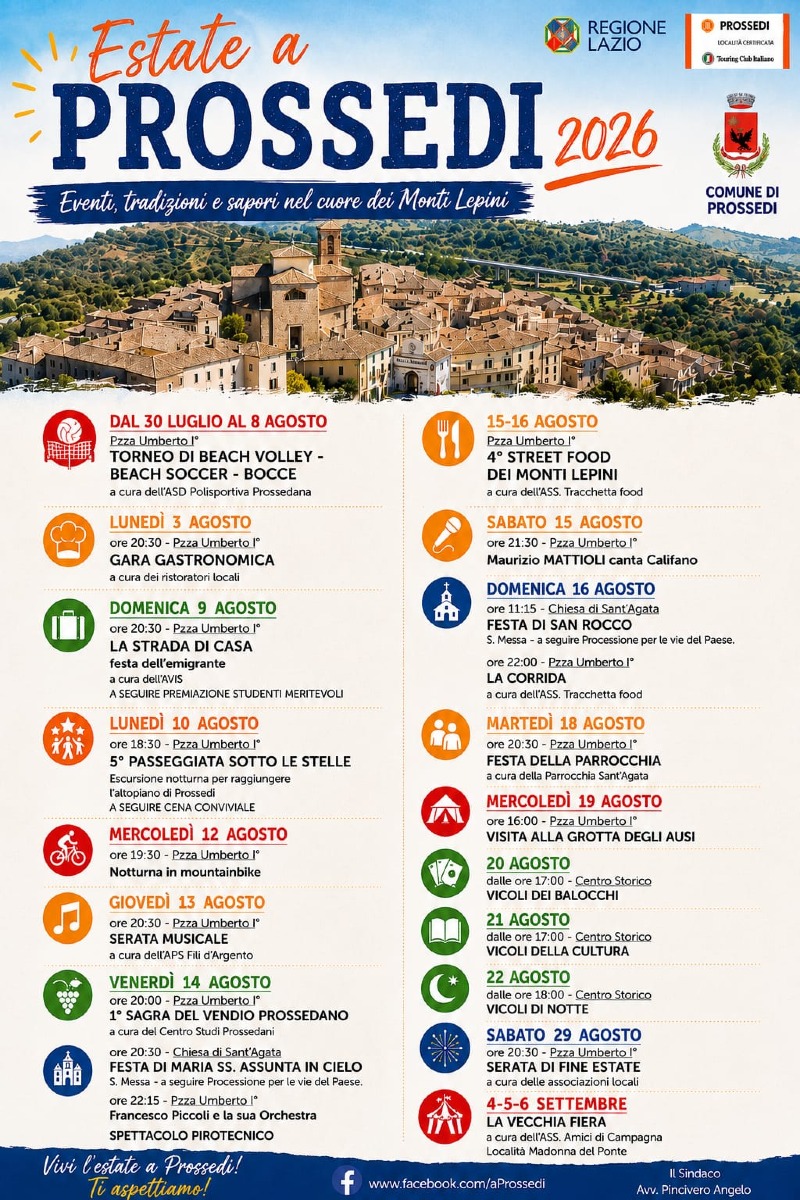 Prossedi - eventi estate 2026