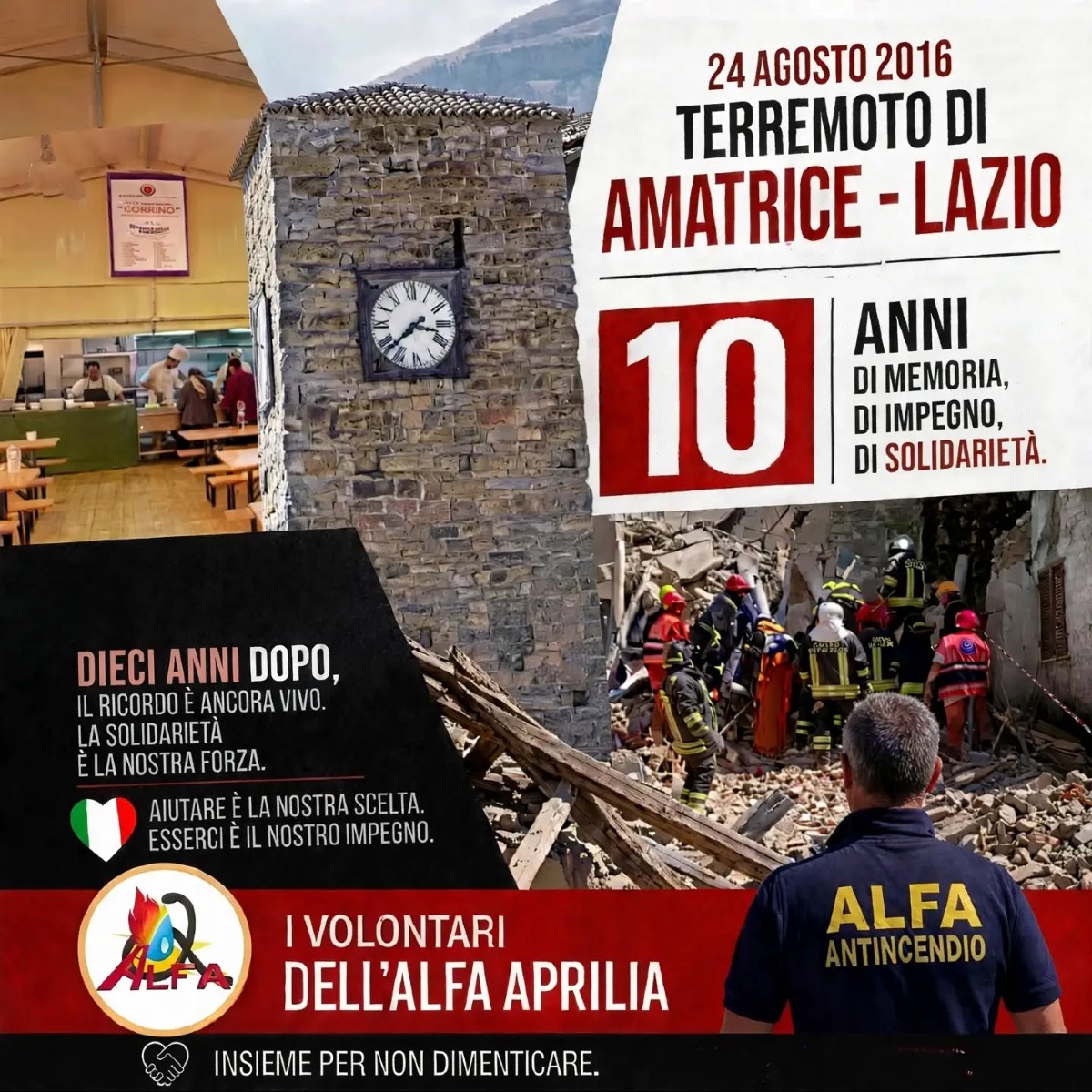 10 anni fa il terremoto del Centro Italia, l'impegno in quei giorni dell'Alfa di Aprilia - 