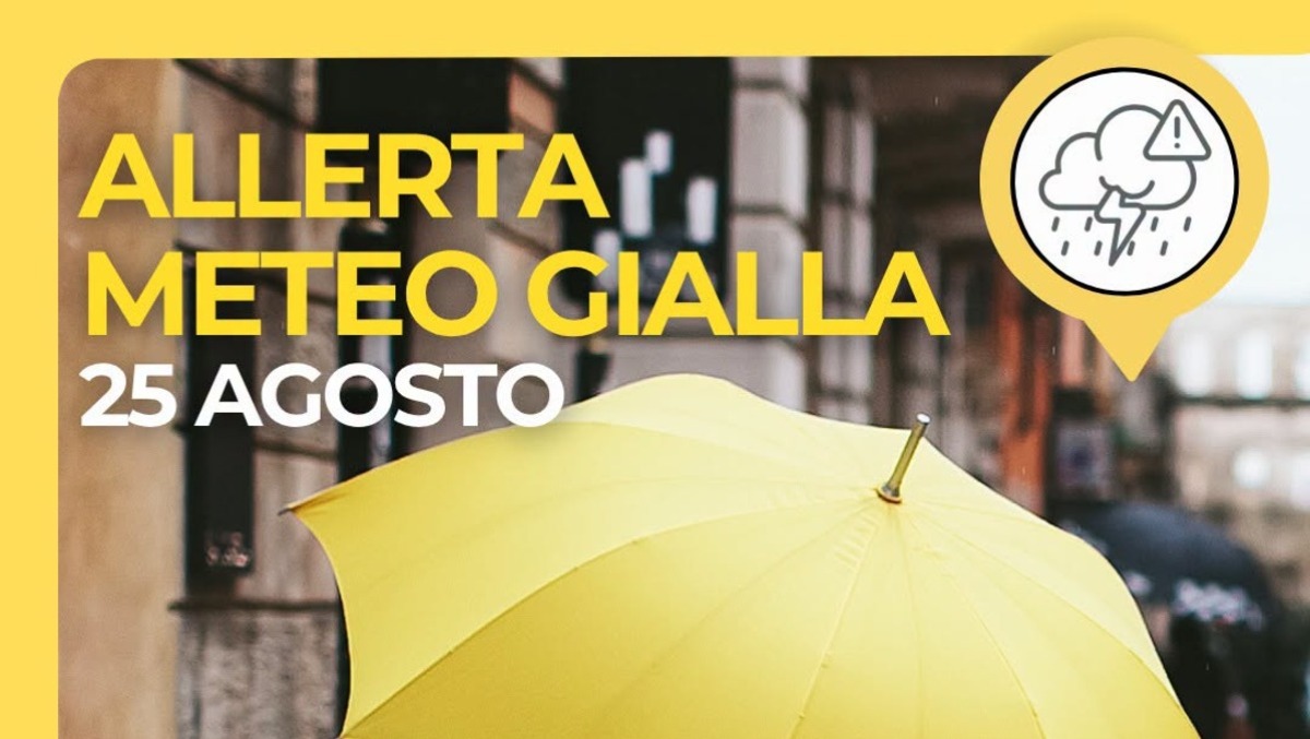 Allerta meteo gialla per questo martedì 25 agosto - 