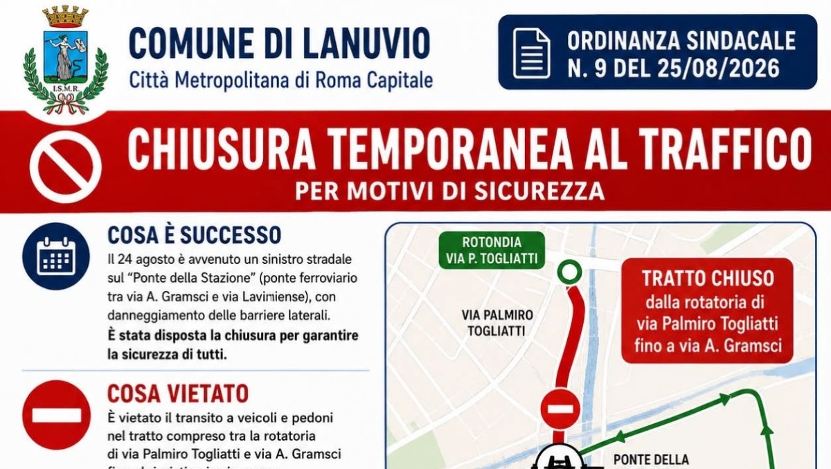 Incidente al cavalcavia di Lanuvio: emessa l'ordinanza di chiusura. Le deviazioni. - 