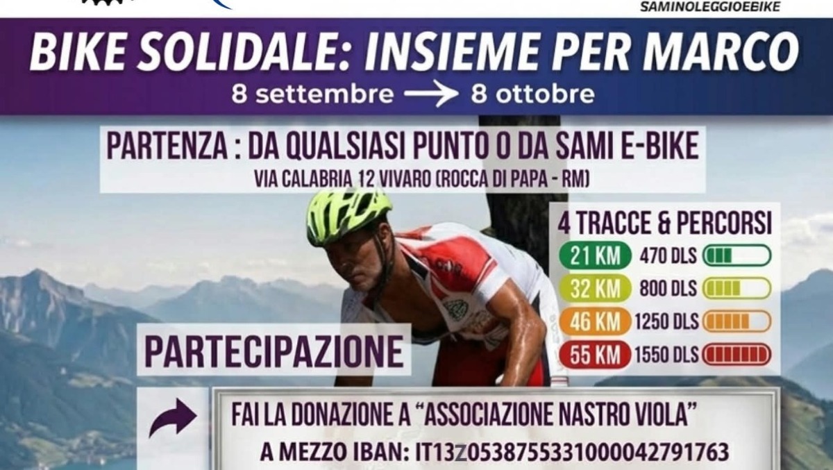 Sport e solidarietà ai Castelli Romani: scatta “Bike Solidale: Insieme per Marco”  - 