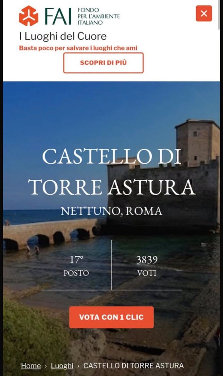 Torre Astura - Luoghi del Cuore Fai - riprese Rai