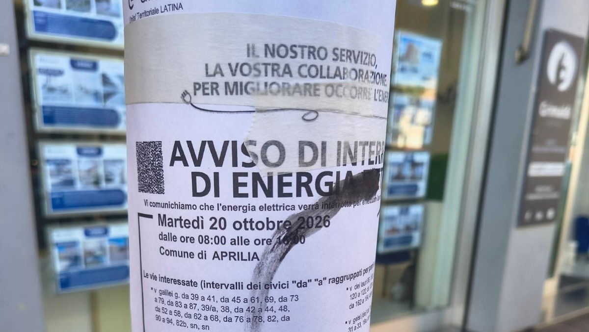 Aprilia - Interruzione di energia elettrica in pieno centro per martedì 20 ottobre - 