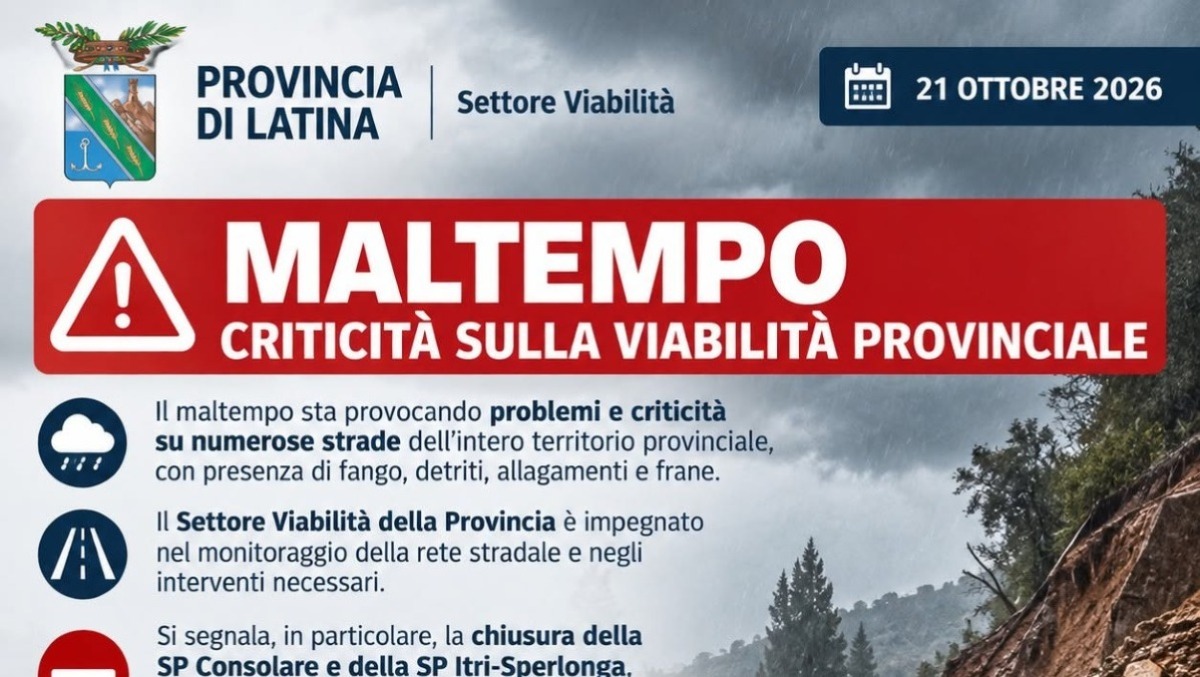 Emergenza Maltempo a Latina: la mappa delle strade provinciali chiuse e dei disagi. - 